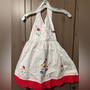 Blueberi Boulevard White Halter Top Sundress with embroidered flowers